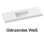 Waschtischplatten, nach Maß, Breite 80 bis 200 cm x Tiefe 46 bis 80 cm, hochwertiges Verbundharz, glattes Finish weiß GLÄNZEND, Kostenlose Lieferung.